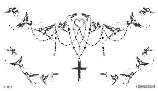 Large Back & Chest Traditional Tattoo Stickers (BC-034)
