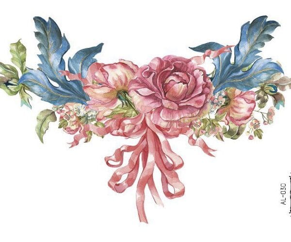 Flowers Back & Chest Traditional Tattoo Stickers (AL-005) — Press-On Nails by Daisy Labs