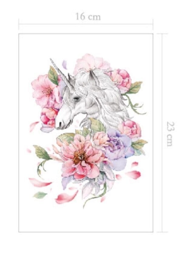 Unicorn and flower Traditional Tattoo Stickers
