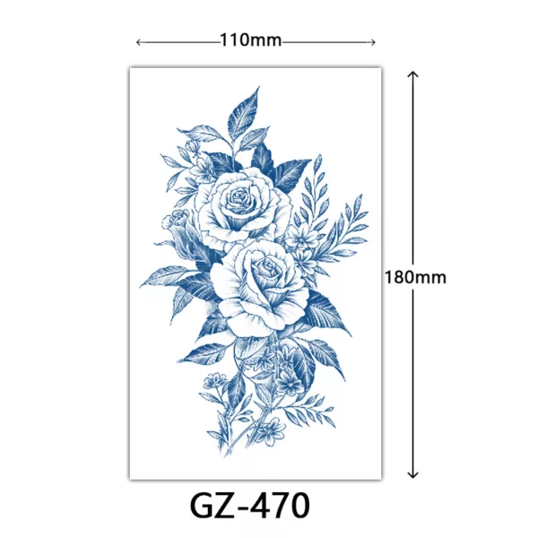 Flower HERBAL Tattoo Stickers - Semi-Permanent Tattoo (GZ-470)