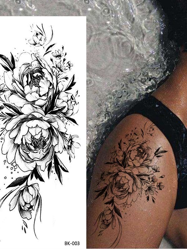 Secret Garden Flowers Traditional Tattoo Stickers (BK-001) — Press-On Nails by Daisy Labs