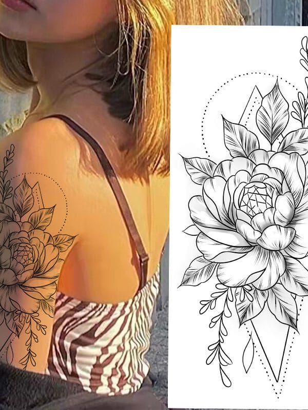 Secret Garden Flowers Traditional Tattoo Stickers (BK-001) — Press-On Nails by Daisy Labs