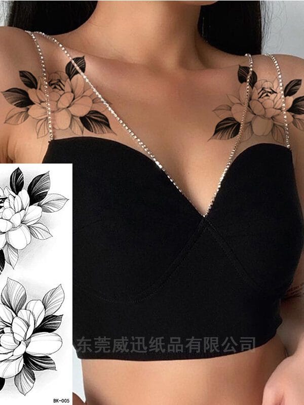 Secret Garden Flowers Traditional Tattoo Stickers (BK-001) — Press-On Nails by Daisy Labs