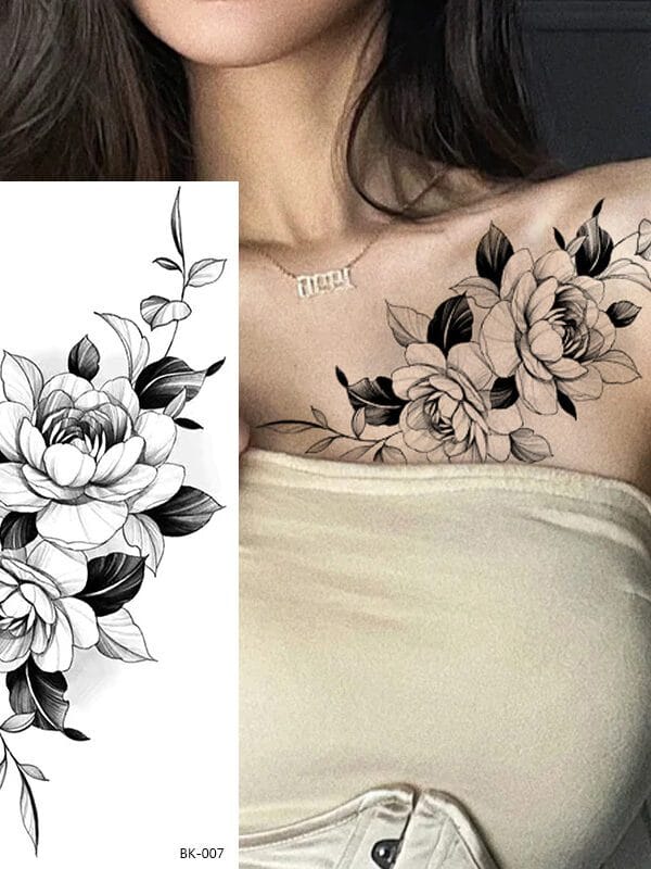 Secret Garden Flowers Traditional Tattoo Stickers (BK-001) — Press-On Nails by Daisy Labs